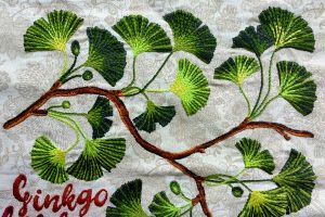 Bordado botánico de GinkGo Biloba