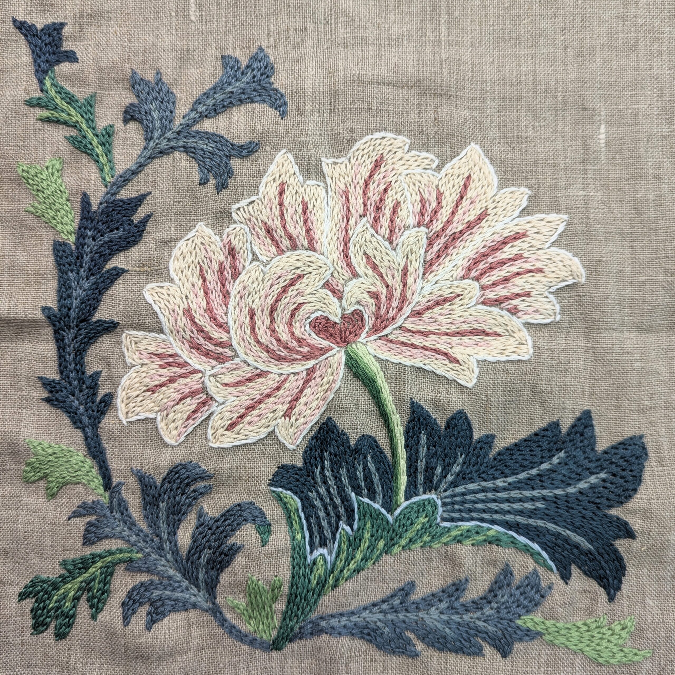 Crisantemo_W_Morris Bordado William Morris